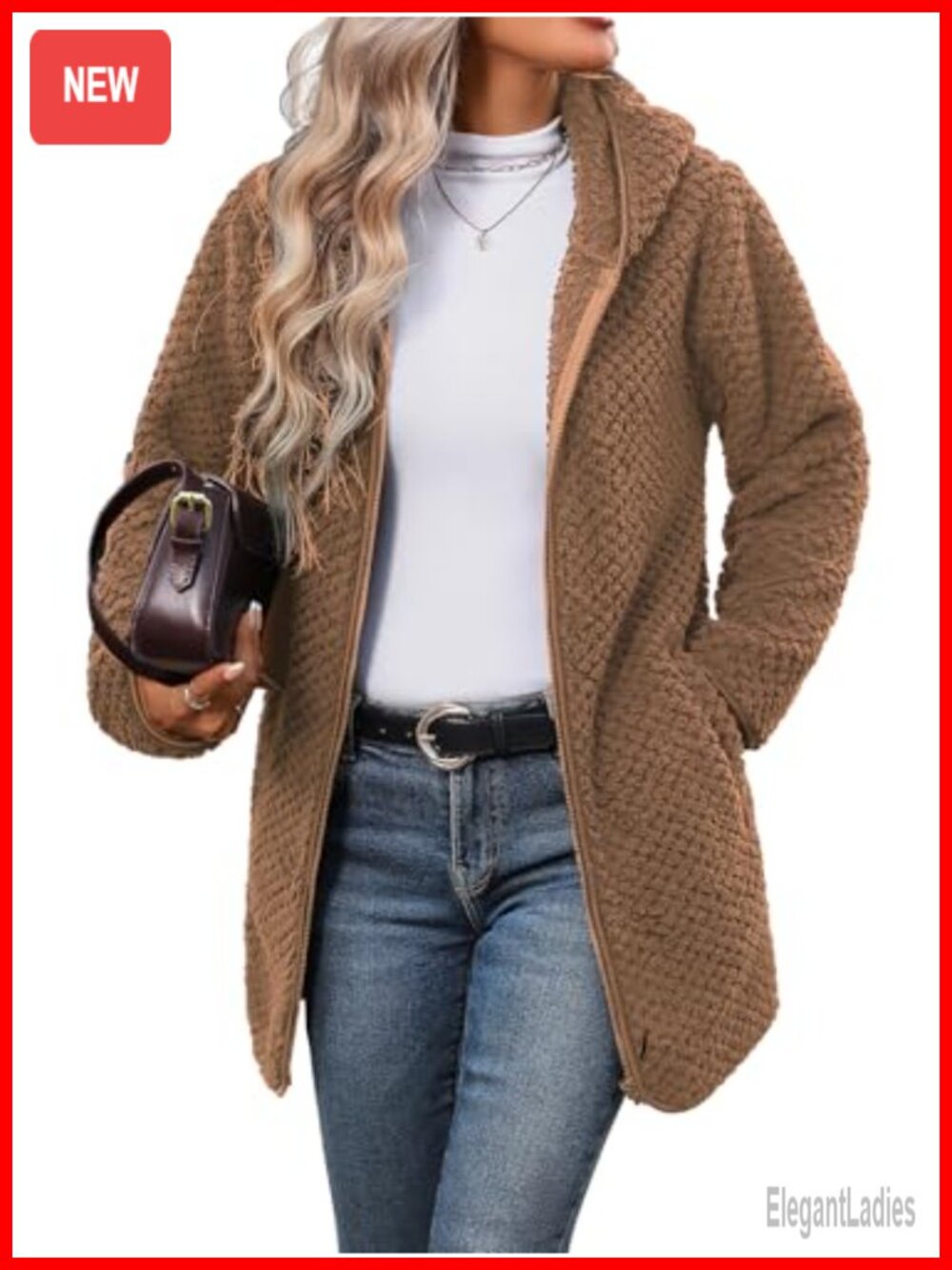 Fleece Jacket Hooded Full Zip Sherpa Winter Warm Coat S-5XL